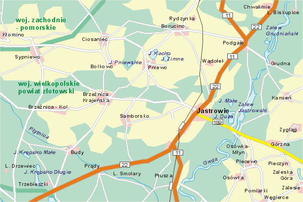 Mapa ( Plan ) Wielkopolski. Warstwa gwna. Wielkopolska.    
   Warstwa gwna prezentuje ukad miejscowoci, tras, drg, terenw zieleni Wielkopolski. Zaznaczono: gwne trasy komunikacyjne, trasy przelotowe Wielkopolski, jeziora, rzeki, trasy kolejowe, tereny zielone, przemysowe. Mapa wykonana jest w skali 1:50 000 - warstwa podstawowa oraz w wikszych skalach.

Wielkopolska - warstwa gwna Internetowej Mapy Wielkopolski serwisu Cyber Wielkopolska.