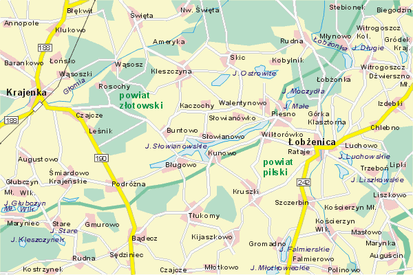 Mapa ( Plan ) Wielkopolski. Warstwa gwna. Wielkopolska.    
   Warstwa gwna prezentuje ukad miejscowoci, tras, drg, terenw zieleni Wielkopolski. Zaznaczono: gwne trasy komunikacyjne, trasy przelotowe Wielkopolski, jeziora, rzeki, trasy kolejowe, tereny zielone, przemysowe. Mapa wykonana jest w skali 1:50 000 - warstwa podstawowa oraz w wikszych skalach.

Wielkopolska - warstwa gwna Internetowej Mapy Wielkopolski serwisu Cyber Wielkopolska.