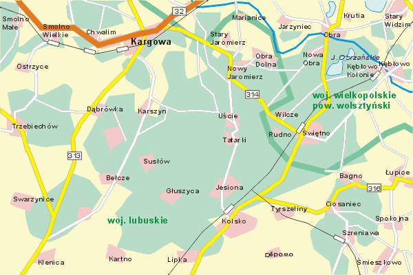 Mapa ( Plan ) Wielkopolski. Warstwa gwna. Wielkopolska.    
   Warstwa gwna prezentuje ukad miejscowoci, tras, drg, terenw zieleni Wielkopolski. Zaznaczono: gwne trasy komunikacyjne, trasy przelotowe Wielkopolski, jeziora, rzeki, trasy kolejowe, tereny zielone, przemysowe. Mapa wykonana jest w skali 1:50 000 - warstwa podstawowa oraz w wikszych skalach.

Wielkopolska - warstwa gwna Internetowej Mapy Wielkopolski serwisu Cyber Wielkopolska.