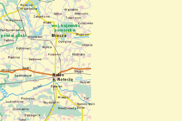 Mapa ( Plan ) Wielkopolski. Warstwa gwna. Wielkopolska.    
   Warstwa gwna prezentuje ukad miejscowoci, tras, drg, terenw zieleni Wielkopolski. Zaznaczono: gwne trasy komunikacyjne, trasy przelotowe Wielkopolski, jeziora, rzeki, trasy kolejowe, tereny zielone, przemysowe. Mapa wykonana jest w skali 1:50 000 - warstwa podstawowa oraz w wikszych skalach.

Wielkopolska - warstwa gwna Internetowej Mapy Wielkopolski serwisu Cyber Wielkopolska.